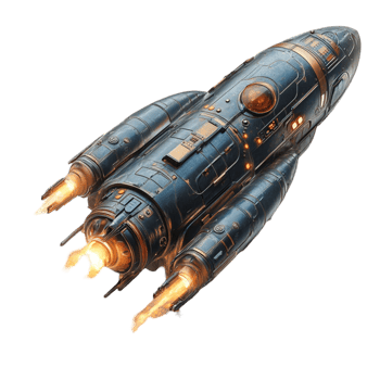 Blue Spaceship with Rocket on Top png