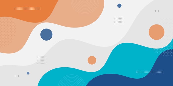 Blue and orange geometric business banner design. Creative banner design with wave shapes and lines for template. Simple design on white horizontal banner. vector