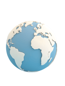 isolated realistic 3d earth globe on blank background png