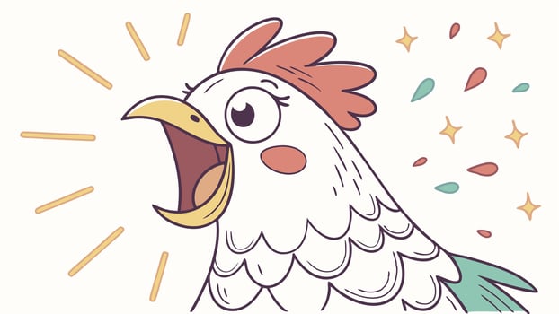 A cartoon chicken with a big mouth and a big beak vector