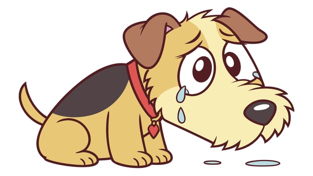 A cartoon dog with a sad face vector