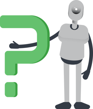 Humanoid Robot Character and Question Mark png
