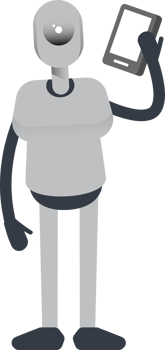 Humanoid Robot Character Talking on Smartphone png