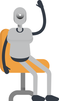Humanoid Robot Character Sitting on Chair png