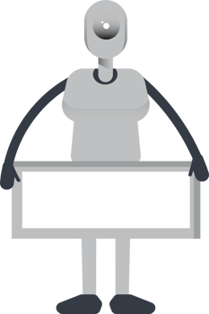 Humanoid Robot Character and Blank Signage png
