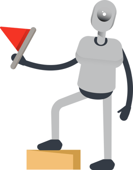 Humanoid Robot Character Holding Flag png