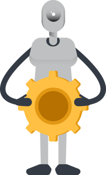 Humanoid Robot Character Holding Gear png