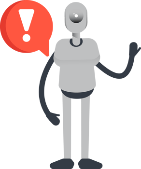 Humanoid Robot Character and Error Sign png
