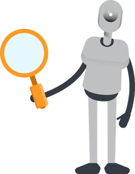Humanoid Robot Character Holding Magnifier png