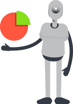 Humanoid Robot Character Holding Pie Chart png