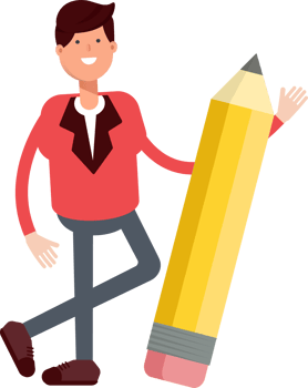 Businessman in Red Suit Character and Pencil png