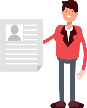 Businessman in Red Suit Character Holding Job Application Document png