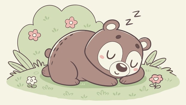 A cartoon bear sleeping in the grass vector