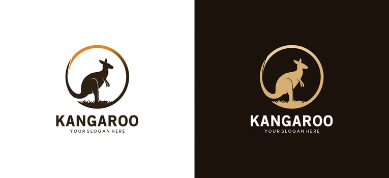 Nature wild kangaroo animal logo design template illustration vector