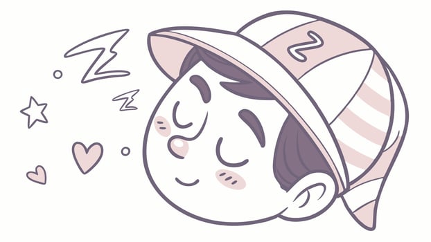 A cartoon boy sleeping with his eyes closed vector
