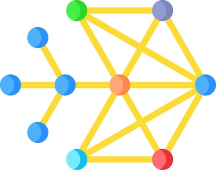 A network diagram with colored dots vector
