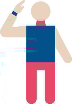 A man with a blue shirt and pink pants vector