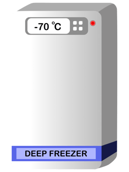 Deep freezer with minus 70 degrees Celsius temperature for storing chemicals or medicines png