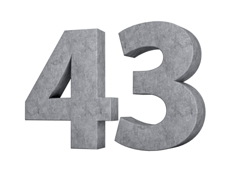3d Concrete Number Forty three 43 Digit Made Of Grey Concrete Stone 3d Illustration png