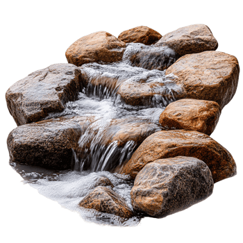 Tranquil Waterfall with Clear Water and Rocky Surroundings Isolated png