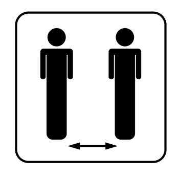 Distance sign between people on a blank background. Ideal for safety, health guidelines, or public spaces. png