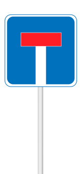Dead end sign on a blank background with a white pole. Suitable for traffic, road safety, or signage projects. png