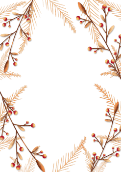 A wreath of pine branches and berries on Transparent background png