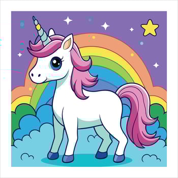 Rainbow Unicorn Character vector