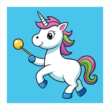 Cartoon unicorn playing with a ball vector