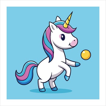 A cartoon unicorn playing vector