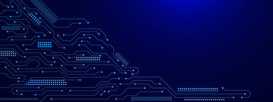 Abstract futuristic circuit board for Artificial Intelligence banner background. Electronic elements, motherboard, communication and digital technology concept vector