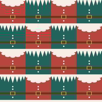 Square Santa Claus and elf checkered style Christmas holiday, seamless pattern for wrapping paper, gift box, wallpaper and decoration. vector