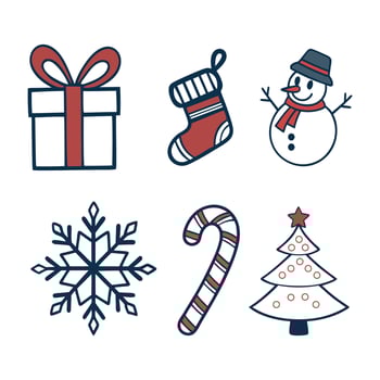 Christmas card with an elegant Christmas tree, a garland, balls and an inscription. Logo, symbol of the holiday. Christmas Editable tree icon vector