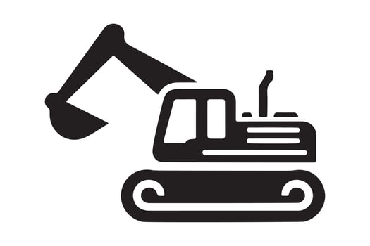 Heavy Construction Equipment Silhouette Art of Excavator and Crane vector