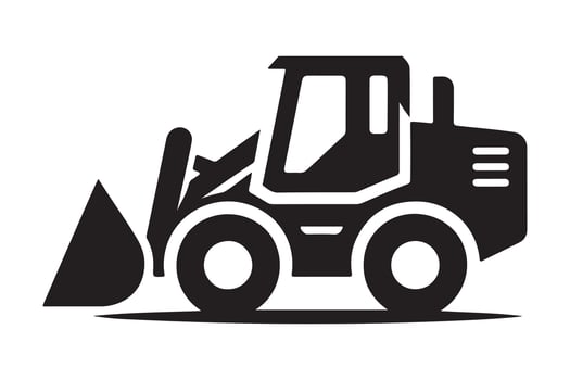 Construction Equipment Silhouette Excavator, Crane, and Tractor Icons vector