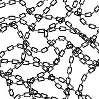 Set of Different Metal Chains Isolated on White Background. Metallic Pattern. vector