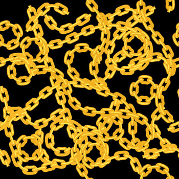 Yellow Metal Chain. Metallic Seamless Pattern. vector