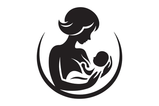 Silhouette of a Loving Mother Caring for Her Baby Illustration vector