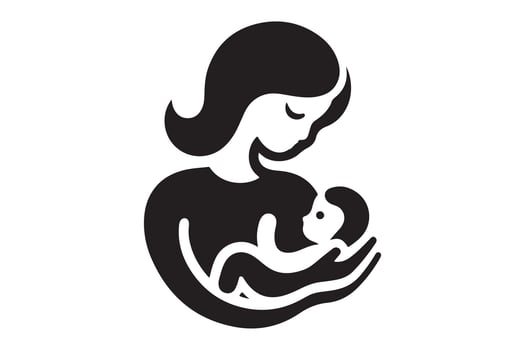 Tender Mother and Baby Silhouette Heartwarming Art vector