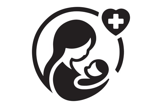 Mother and Infant Silhouette Elegant Illustration vector