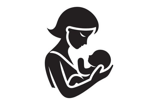 Silhouette of a Protective Mother and Her Baby Artwork vector