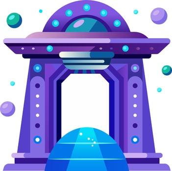An illustration of a purple portal with a blue sphere vector
