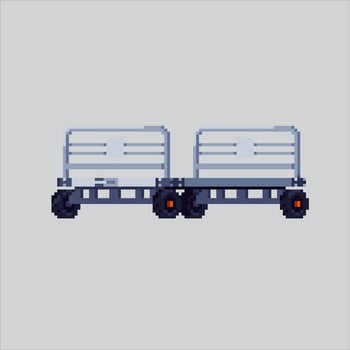 Pixel illustration Baggage Trailer. Pixelated Airport Trailer. Baggage Airport Trailer icon pixelated for the pixel art game and icon for website and game. old school retro. vector