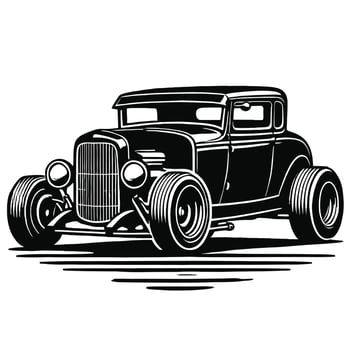 An old fashioned black and white cartoon car vector