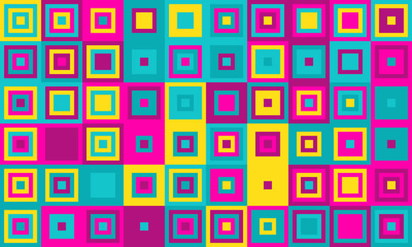 Trendy mosaic-style pattern with structured geometry. A vibrant, colourful grid design ideal for cover art, fabric, or creative posters. vector