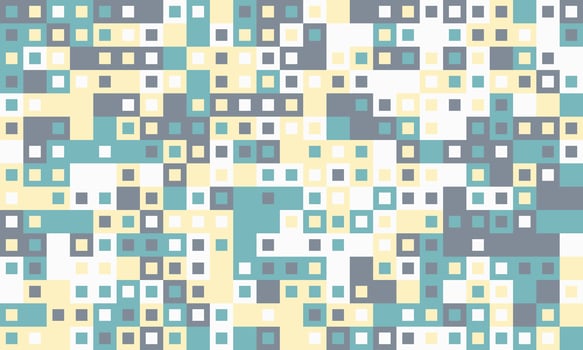 Symmetrical cube grid with vibrant, ornate colors. A beautiful geometric pattern suited for posters, fabric, or material design with a modern, textured appeal. vector