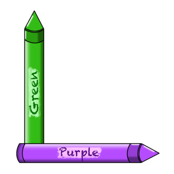 Two green and purple crayons, Colored crayons png