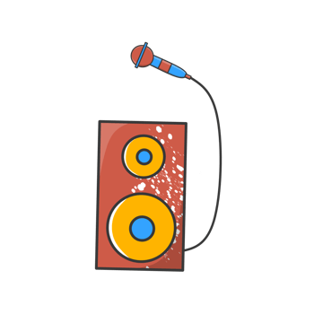 Microphone with Speaker A dynamic mic and speaker illustration, embodying live performances and sound systems png