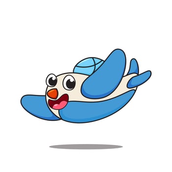 Cute airplane character in cartoon style vector
