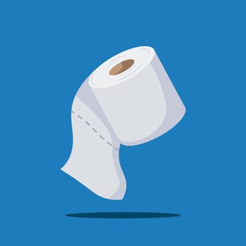 Toilet paper in cartoon style on blue background vector